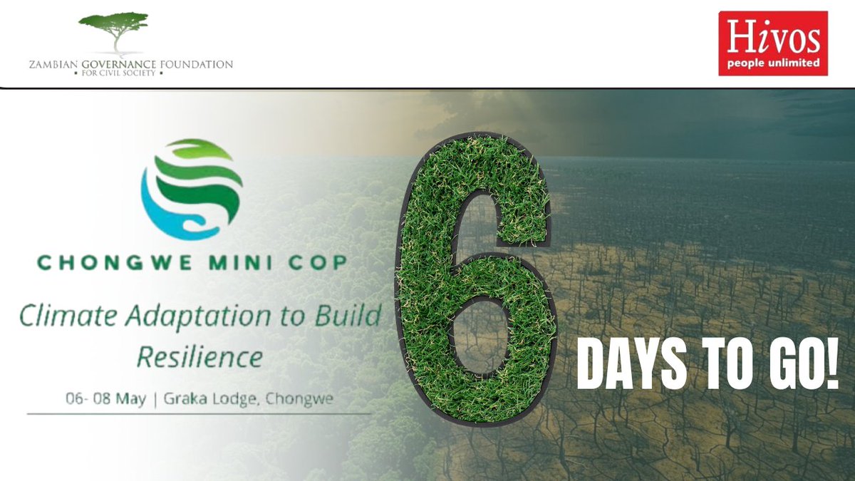 ZGF (@zgfzambia) on Twitter photo Only 6 days to go!
The countdown to the Chongwe Mini-COP is heating up and the excitement is real!
Get ready for three days of powerful dialogue and climate innovation
you won't want to miss it!
#6DaysToGo #MiniCOPChongwe #ClimateActionNow
<a href="/hivosrosa/">Hivos Southern Africa</a> Only 6 days to go!
The countdown to the Chongwe Mini-COP is heating up and the excitement is real!
Get ready for three days of powerful dialogue and climate innovation
you won't want to miss it!
#6DaysToGo #MiniCOPChongwe #ClimateActionNow
<a href="/hivosrosa/">Hivos Southern Africa</a>