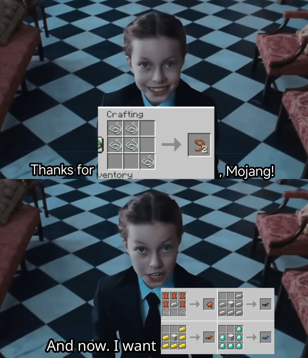 MinecraftMeme16's tweet photo. i swear there is no reason for them not to be craftable https://t.co/kVGBmg0RVN