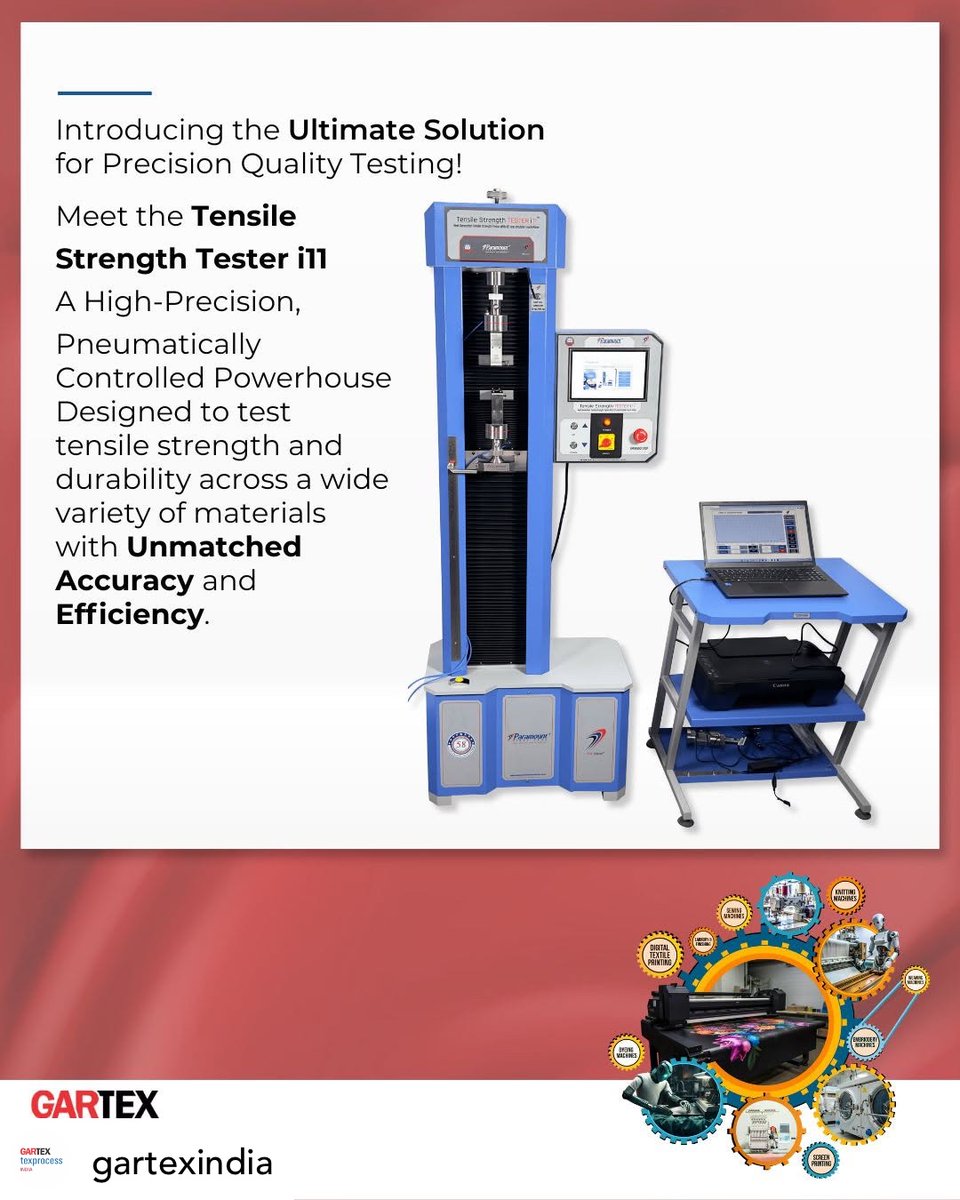 Paramount1964's tweet image. 🚀 Mumbai, are you ready?
Catch Us at @gartex_india  2025!
🧪 i11 Tensile Tester – precision redefined
🤖 AI-powered GSM Tester – no blades, no errors

📍 Booth F22 | Jio World Centre
🗓 22-24 May
#TextileInnovation #AIinTextiles #GSMai #QualityControl