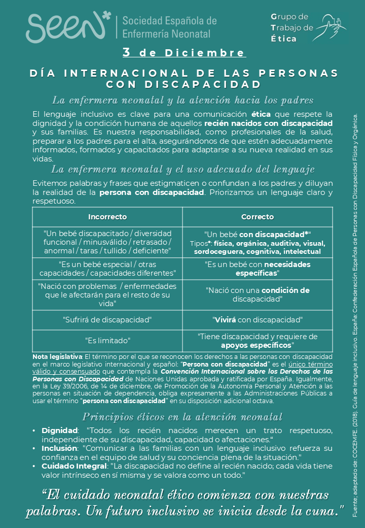 Enfermería Neonatal (@seen_neonatal) on Twitter photo Hoy, 30 de abril, desde la SEEN conmemoramos el Día Nacional de la Convención Internacional sobre los Derechos de las Personas con Discapacidad, con la pasada infografia realizada por el #GTÉticaSEEN Hoy, 30 de abril, desde la SEEN conmemoramos el Día Nacional de la Convención Internacional sobre los Derechos de las Personas con Discapacidad, con la pasada infografia realizada por el #GTÉticaSEEN