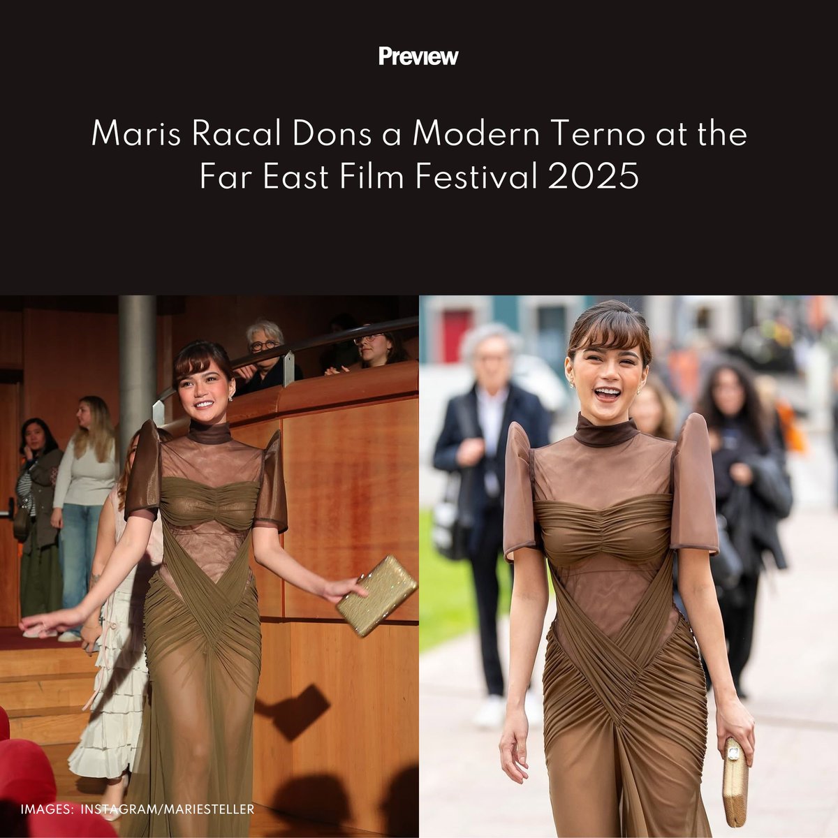 In an interview with Preview, designer #MarcRancy explains the details behind #MarisRacal's modern terno ensemble at the #FarEastFilmFestival 2025.

READ: preview.ph/fashion/maris-…