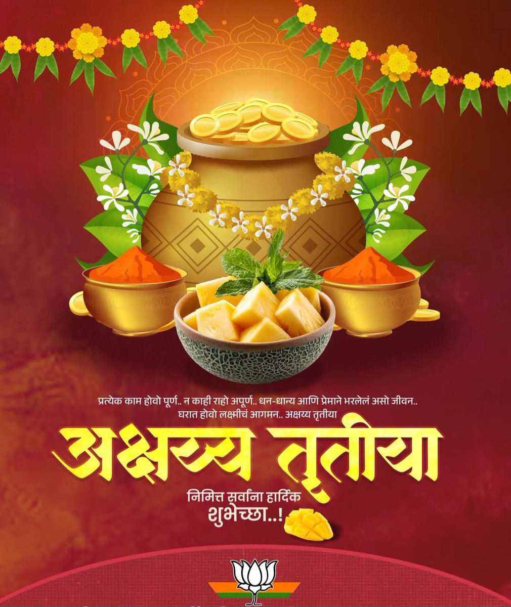 AparnaLonare's tweet photo. अक्षय राहो शांती,
अक्षय राहो धनसंपदा,
अक्षय राहो मनमनातील प्रेमळ निर्मळ नाती,
अक्षय तृतीया निमित्त सर्वांना मंगलमय शुभेच्छा 💐🙏 https://t.co/7Jur2MvZmQ