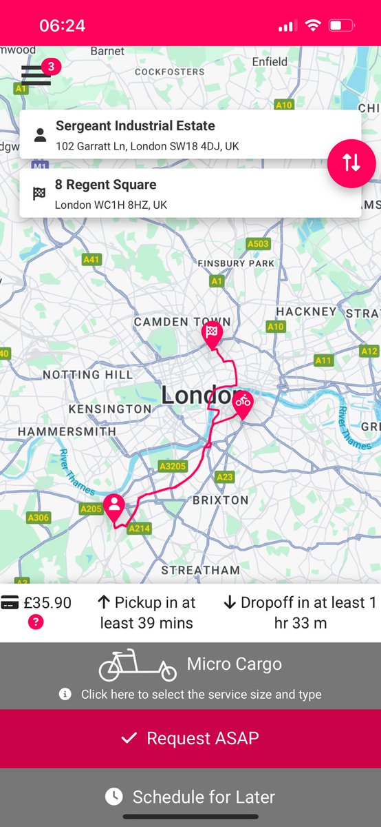 Good morning…..we’re open early!

From 06:30 weekdays / 07:00 weekends.

Earlier for special friends with regular bookings - bakeries, breakfast orders, or for a lift to work in the sunshine - we got you covered!

pedalme.co.uk