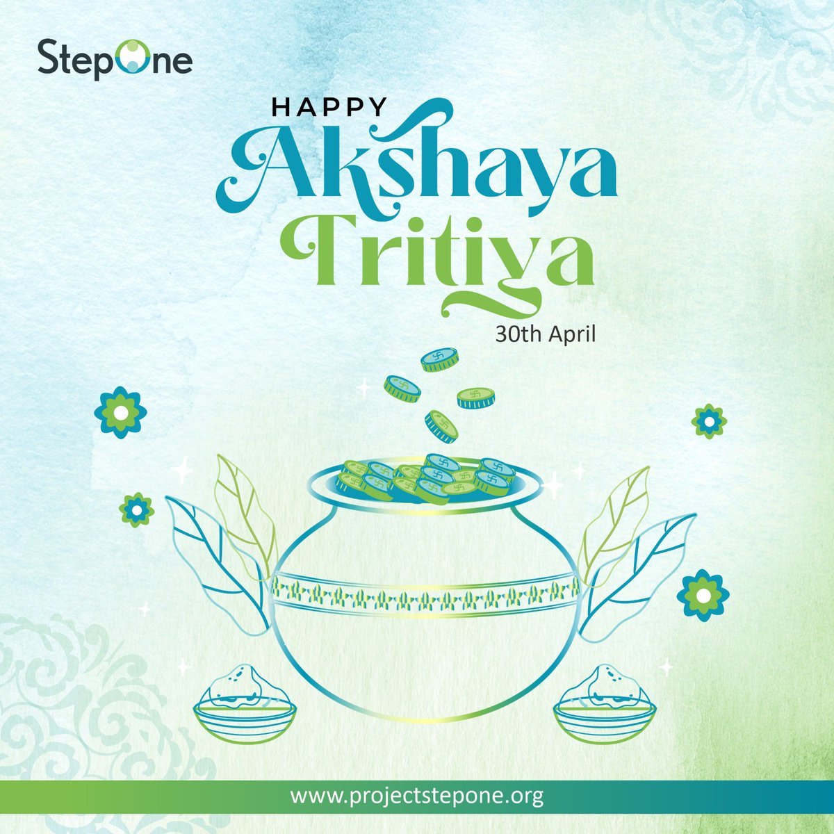 𝐇𝐚𝐩𝐩𝐲 𝐀𝐤𝐬𝐡𝐚𝐲𝐚 𝐓𝐫𝐢𝐭𝐢𝐲𝐚 ✨

Celebrate the spirit of giving, growth, and gratitude this Akshaya Tritiya.

#stepone #AkshayaTritiya #Prosperity #NewBeginnings
