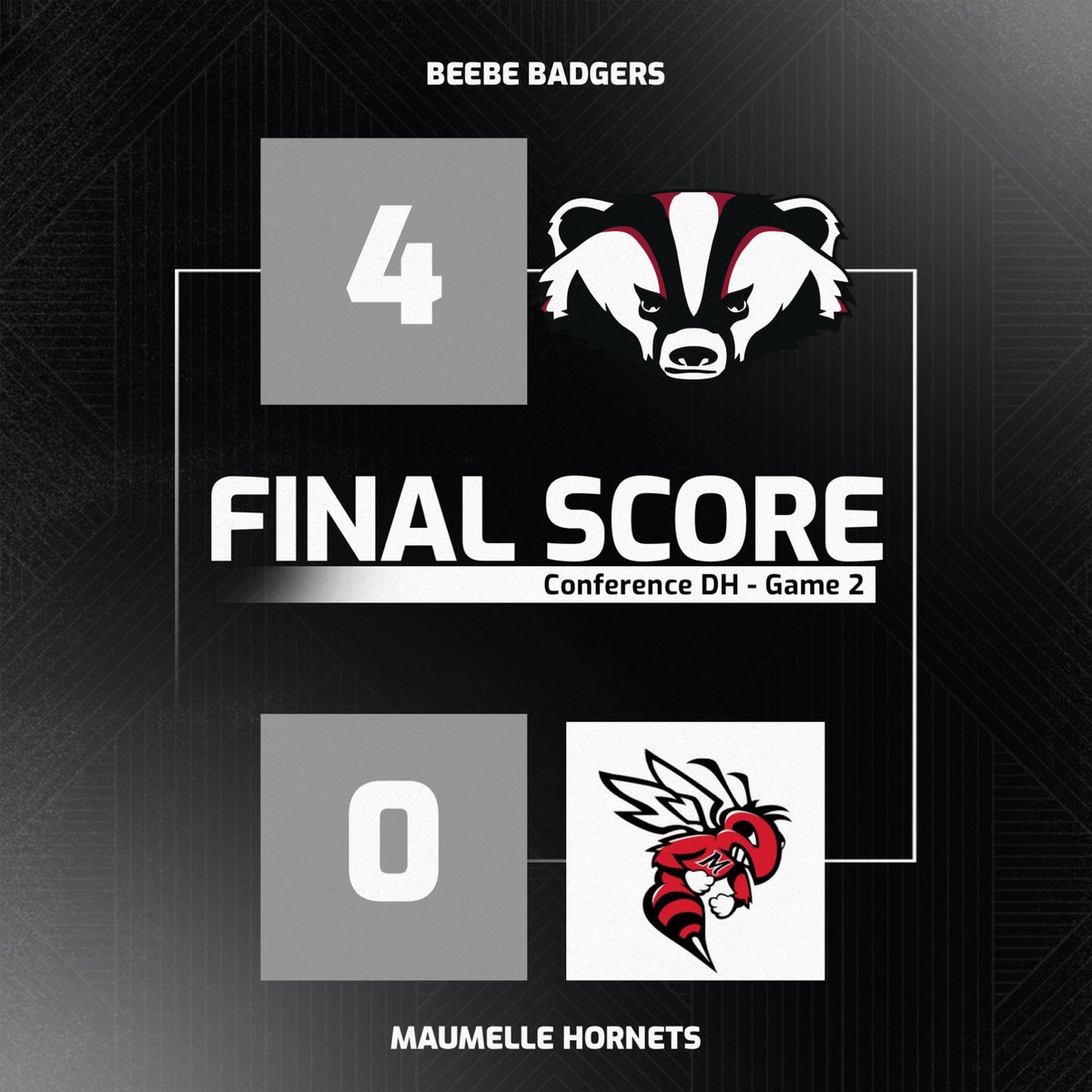 Badgers Sweep!!!

Big time performances on the mound to hold down a solid Maumelle lineup scoreless through 14 frames!

Clayton Ballard, Jackson Edwards, Tyson Lopez &amp; Si Bles carry the load pitching two shutout victories. 
Humbabe!!!