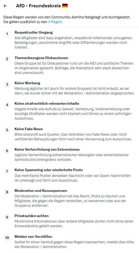 Liebe Mitglieder des AfD-Freundeskreises 🇩🇪,

die Moderation möchte freundlichst auf die Gruppenregeln hinweisen und bittet diese zu berücksichtigen. 

Die Gruppenregeln sind ebenfalls in der Gruppe hinterlegt und können auch vor jedem Posting (im Schreibfenster unten) eingesehen