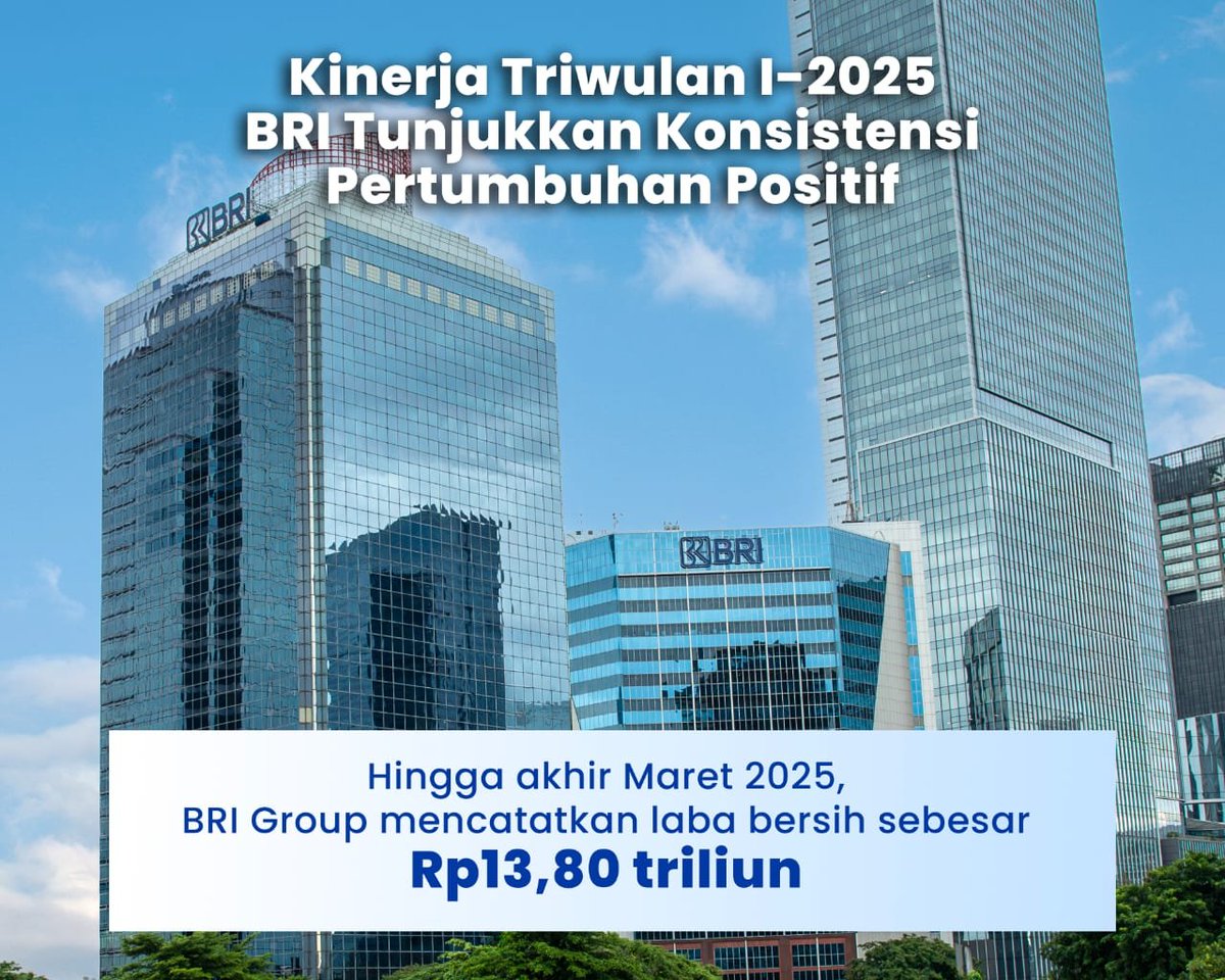 InaraAyu16's tweet image. keren nih bri terus tunjukkan konsistensi pertumbuhan positif, hingga akhir maret 2025 bri group mencatatkan laba bersih sebesar rp13, 80 triliun loh.
#BRITerusFokusUMKM

cek selengkapnya disini:
finance.detik.com/bursa-dan-vala…