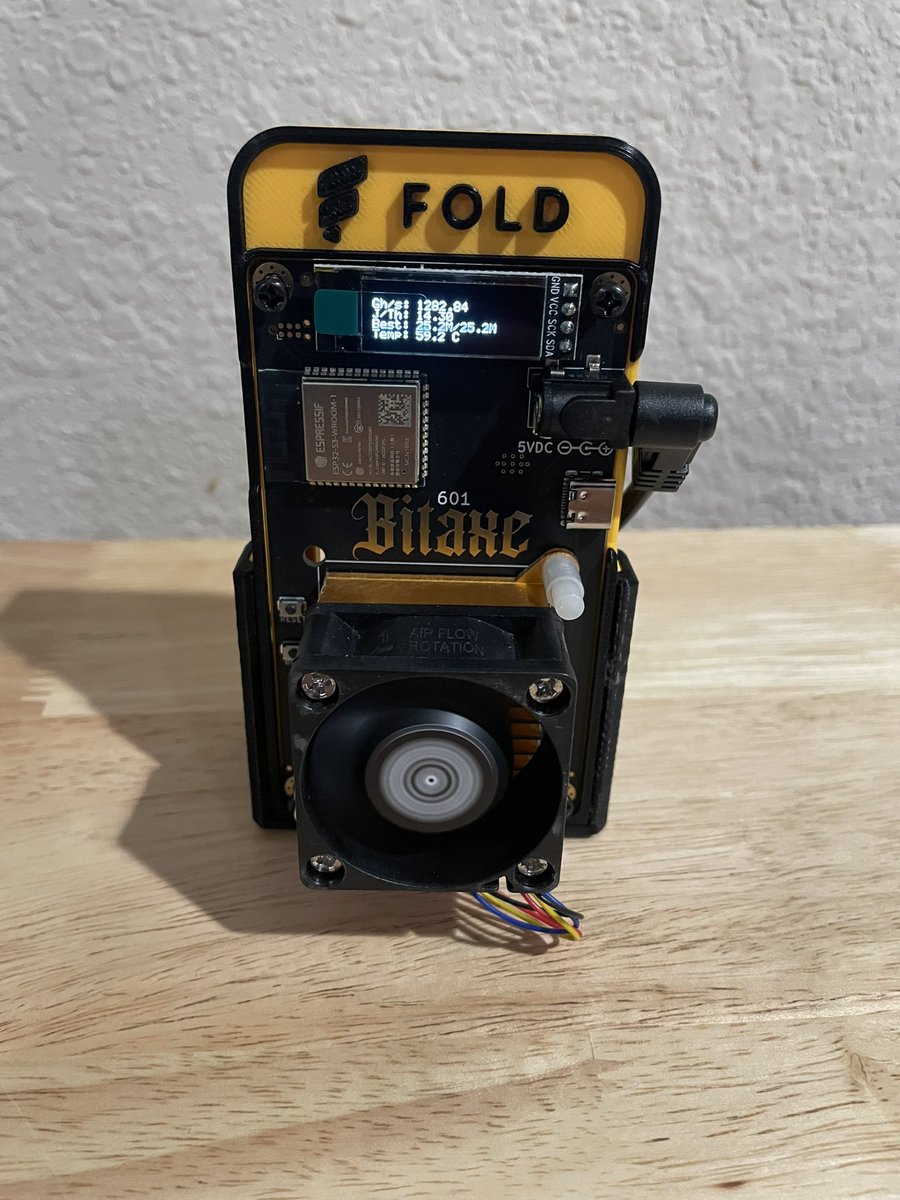 bphili's tweet photo. The Bitaxe Gamma 601 Fold Mining Club has arrived and is currently blazing at 1.3 TH/s, hashing away like a spring storm in April! 
Thanks @CryptoCloaks and @Fold_App for this stellar bundle and epic collaboration! 
https://t.co/frnK9S3BoP
#BitcoinMining https://t.co/sU0FD0Txzo