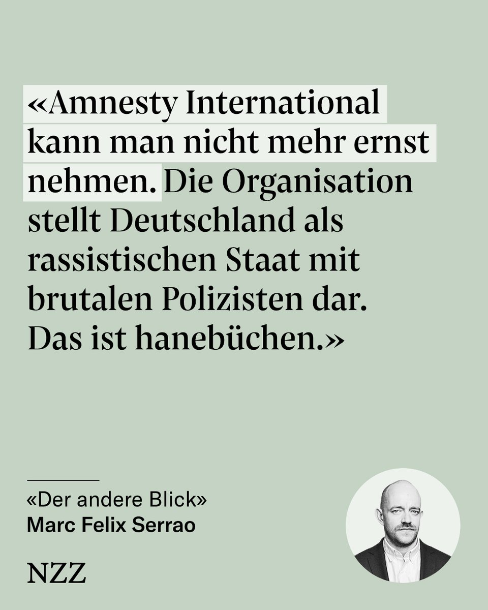 Neue Zürcher Zeitung Deutschland (@nzzde) on Twitter photo .<a href="/amnesty_de/">Amnesty Deutschland</a> International ist eine Organisation, die hinter ihrer freundlich-engagierten Fassade immer häufiger radikale Positionen vertritt. Der Jahresbericht für 2024 und 2025 ist hierfür ein feines Beispiel.
«Der andere Blick» von <a href="/MarcFelixSerrao/">Marc Felix Serrao</a>: trib.al/ooqB0Ov .<a href="/amnesty_de/">Amnesty Deutschland</a> International ist eine Organisation, die hinter ihrer freundlich-engagierten Fassade immer häufiger radikale Positionen vertritt. Der Jahresbericht für 2024 und 2025 ist hierfür ein feines Beispiel.
«Der andere Blick» von <a href="/MarcFelixSerrao/">Marc Felix Serrao</a>: trib.al/ooqB0Ov