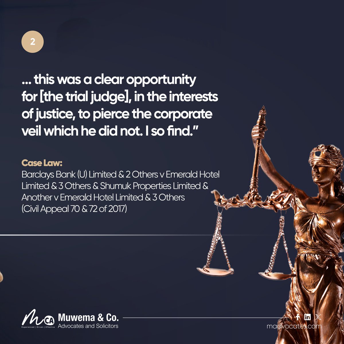 MuwemaLaw's tweet image. The Court of Appeal recently revisited and clarified the doctrine of piercing the corporate veil in a case involving complex corporate structures and bank lending.
Learn More: bit.ly/3RKMQHk