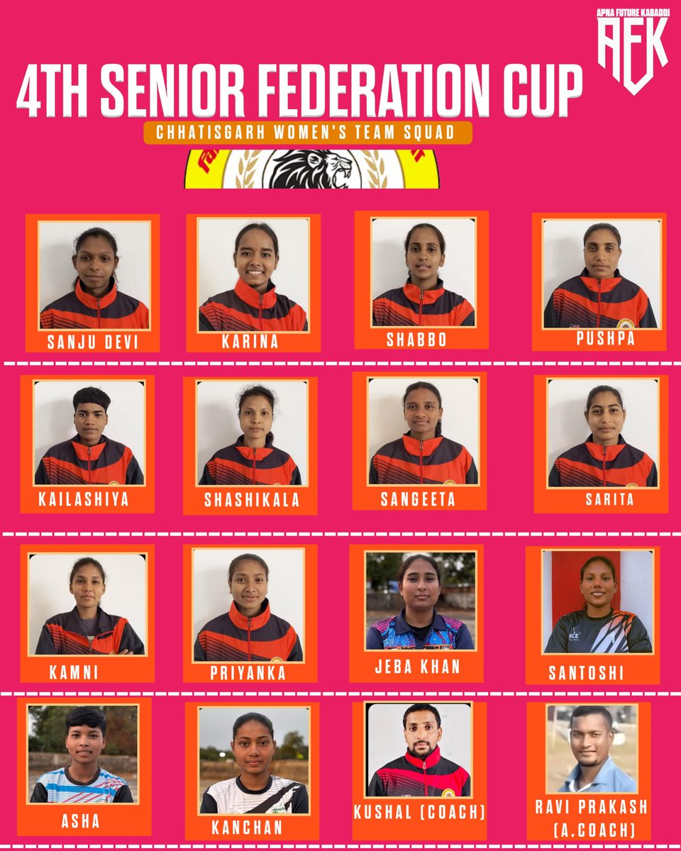 apnafutureKbd's tweet photo. These warriors are set to represent Chhattisgarh! All the best for the Federation Cup!"

#ChhattisgarhKabaddi #FederationCup2025 #WomenInSports #KabaddiPower #TeamChhattisgarh #KabaddiQueens #AFK #ChhattisgarhPride #SupportWomenAthletes #KabaddiIndia https://t.co/VOl5hPV7TD
