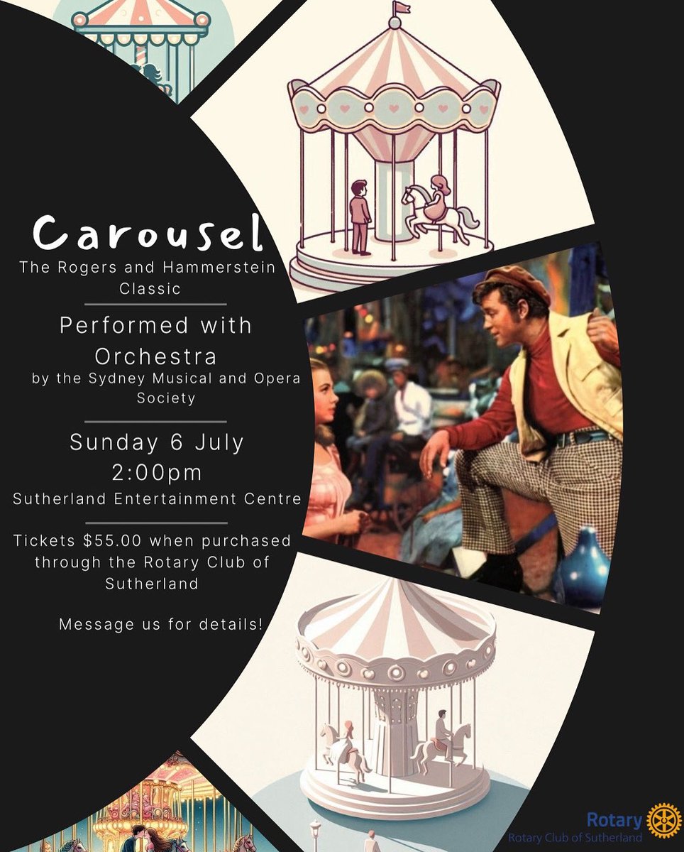 Sutherland Rotary (@suthrotary) on Twitter photo Come and see the classic CAROUSEL with us! The Rotary Club of Sutherland has a number of tickets for this performance, which is looking to be fantastic! Send us a message if you’re interested and we’ll get you the details. Come and see the classic CAROUSEL with us! The Rotary Club of Sutherland has a number of tickets for this performance, which is looking to be fantastic! Send us a message if you’re interested and we’ll get you the details.