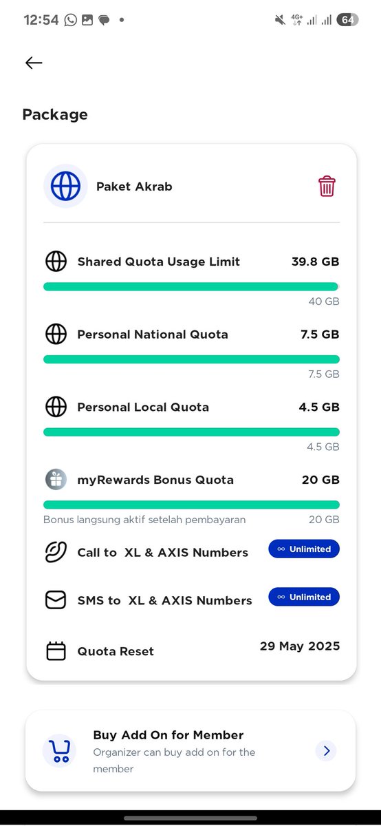 ininnad's tweet photo. wts sharing paket akrab xl 60k kurang lebih dapet 73gb/orang

✅ udah aktif
✅ cari yg mau perpanjang tiap bulan

sisa 1 slot lagi https://t.co/WolZuuVvCS