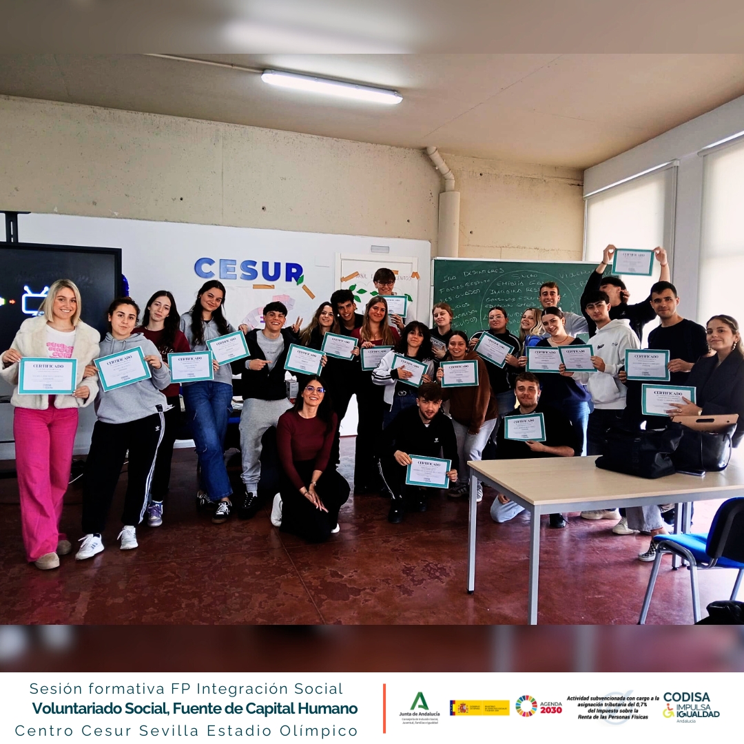 CODISA Impulsa Igualdad Andalucía (@codisaimpand) on Twitter photo 📍Formación básica en voluntariado en <a href="/cesurformacion/">CESUR. Tu Centro Oficial de Formación Profesional</a> Sevilla
20 estudiantes de Integración Social se preparan para intervenir en proyectos sociales, reforzando su compromiso y valores como la empatía y la participación🫂
#Voluntariado #IntegraciónSocial #FP #CompromisoSocial 📍Formación básica en voluntariado en <a href="/cesurformacion/">CESUR. Tu Centro Oficial de Formación Profesional</a> Sevilla
20 estudiantes de Integración Social se preparan para intervenir en proyectos sociales, reforzando su compromiso y valores como la empatía y la participación🫂
#Voluntariado #IntegraciónSocial #FP #CompromisoSocial