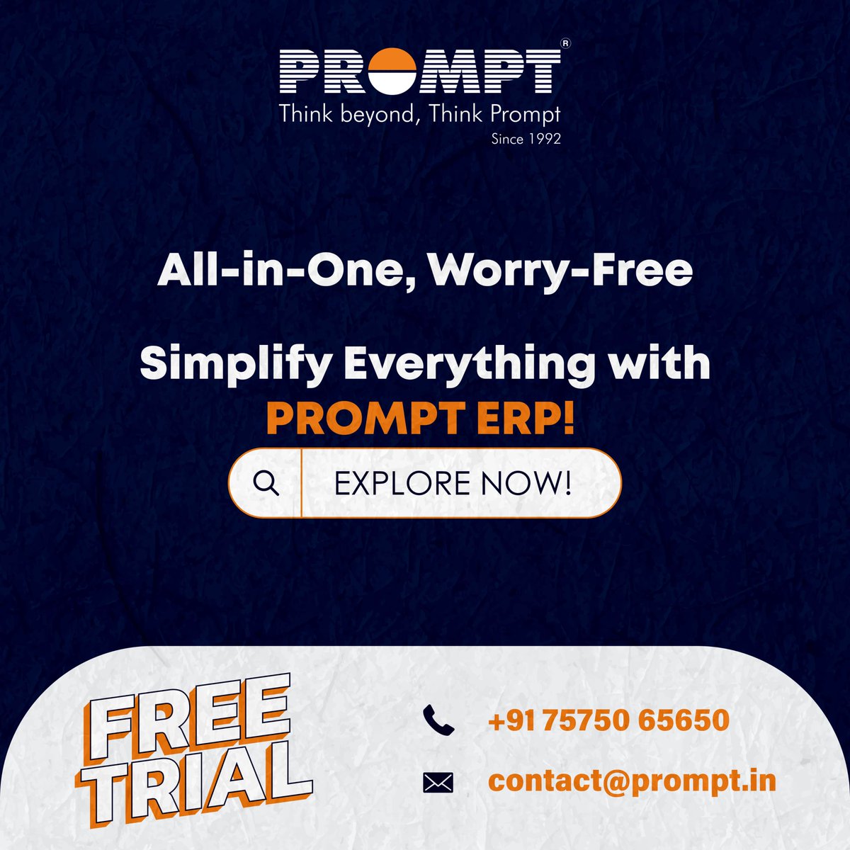 prompterpglobal's tweet photo. 💡 Simplify. Automate. Dominate with PROMPT ERP LIMITED!

✅ Zero-hassle ERP setup ⚙️ 
✅ Smart analytics 📊 
✅ 24/7 cloud access ☁️

🔗 FREE TRIAL today: https://t.co/ol8maX8Ude 
📞 +91 75750 65650

#ERPsolutions #AIautomation #BusinessSuccess #SimplifyWorkflow https://t.co/LRnTAODPIZ