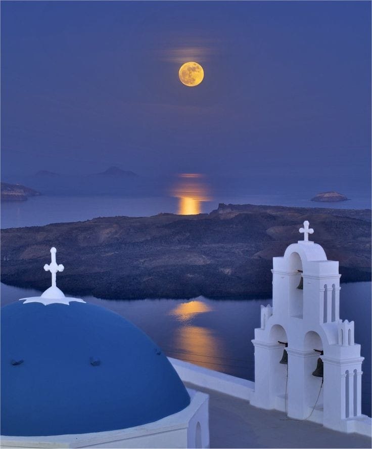 Santorini full moon