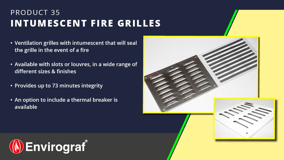 Envirograf MG &amp; MGL Intumescent Grilles prevent the spread of smoke and flames while allowing airflow. Easy to install and compliant with fire safety regulations, they come in various sizes &amp; designs. A cost-effective choice for any building. tinyurl.com/3edssrhk