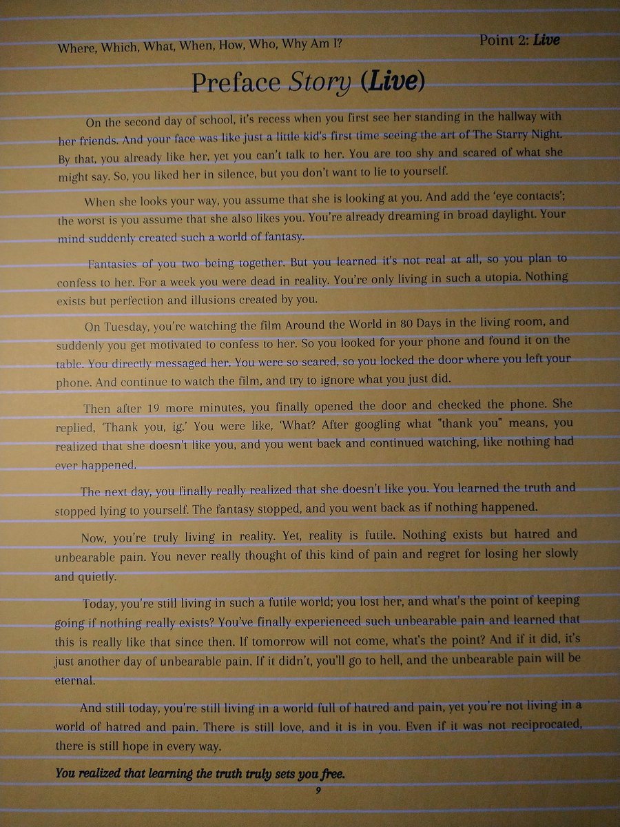 iRTLittera's tweet image. Point 2: Live Preface Story

You realized that learning the truth truly sets you free.

novel by Rav Maniti

retigmastudio.com/irtlw-frinight…
#FrinightChapter #Chapter8 #point2 #novel #live #alive #futility #purpose #life #hatred #love #pain #peace #truth #week8 #irtlittera #iretigma