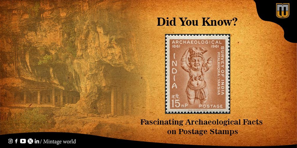 MintageWorld's tweet photo. The first systematic research of #Indian subcontinent's #rich #History was conducted by the Asiatic Society, based at #Kolkata . The Asiatic Society was founded by the #British #Indologist #SirWilliamJones on 15 January 1784. The Archaeological Survey of India (#ASI), which started researching and preserving India's historical monuments, was founded by #AlexanderCunningham in 1861, who mostly excavated stupas for over a half century. In 1871, Cunningham was appointed first Director General of ASI, retired in 1885.
In 1902, #JohnMarshall was appointed the Director-General of the ASI. During his tenure (1902 to 1928), India saw big strides in excavation all around the sub-continent and ASI became a respectable organization once again after #Buckcrisis and #Fuhrer #Scandal. During John Marshall's tenure the major excavation of #Harappa and #MohenjoDaro with #DayaramSahni, and #RDBanerjee brought #India and Indus Valley Civilization into the center stage of the #world. It was John Marshall who appointed and trained Indian archaeologists. Mohenjo Daro was discovered by R D Banerji, the ancient Indian city known “to be sophisticated planned cities with #Plumbing and baths".
Today, ASI oversees more than 3,650 #ancient sites and structures of national importance, including temples, mosques, churches, tombs, palaces, forts, and rock-cut caves.
In 1961, ASI celebrated a century of accomplishments, a milestone honored by the Government of India through the issuance of two stamps featuring incredible archaeological discoveries. One of these stamps shows the #sculpture of #Pitalkhora #Yaksha, which has a face value of 15 Naya #paisa.
Pitalkhora is located in the #Satmala range of the #WesternGhats and is one of the earliest examples of rock-cut #architecture in India. It dates back to the 3rd century BCE and includes 14 caves—five of them are #chaityagrihas (prayer halls) and the rest are #viharas (dwelling places).
The sculpture featured on the #stamp was found in the debris in front of Cave 3. #MNDeshpande, former Director General of the ASI, connects it to Yaksha #Sankarin, a resident of #Pitangalaya mentioned in the #Buddhist #Text #Mahamayuri. On the right palm of the sculpture, there's a #Brahmi #inscription that reveals the sculptor’s name as #Kanhadasa. It translates to "made by Kanhadasa, a goldsmith" and dates back to the 2nd century BCE.
Today, this sculpture rests at the National Museum in #NewDelhi, inspiring all who encounter it to appreciate the depth of our history and the artistry that has shaped our world.
#philately #archaeology #museum #IncredibleIndia