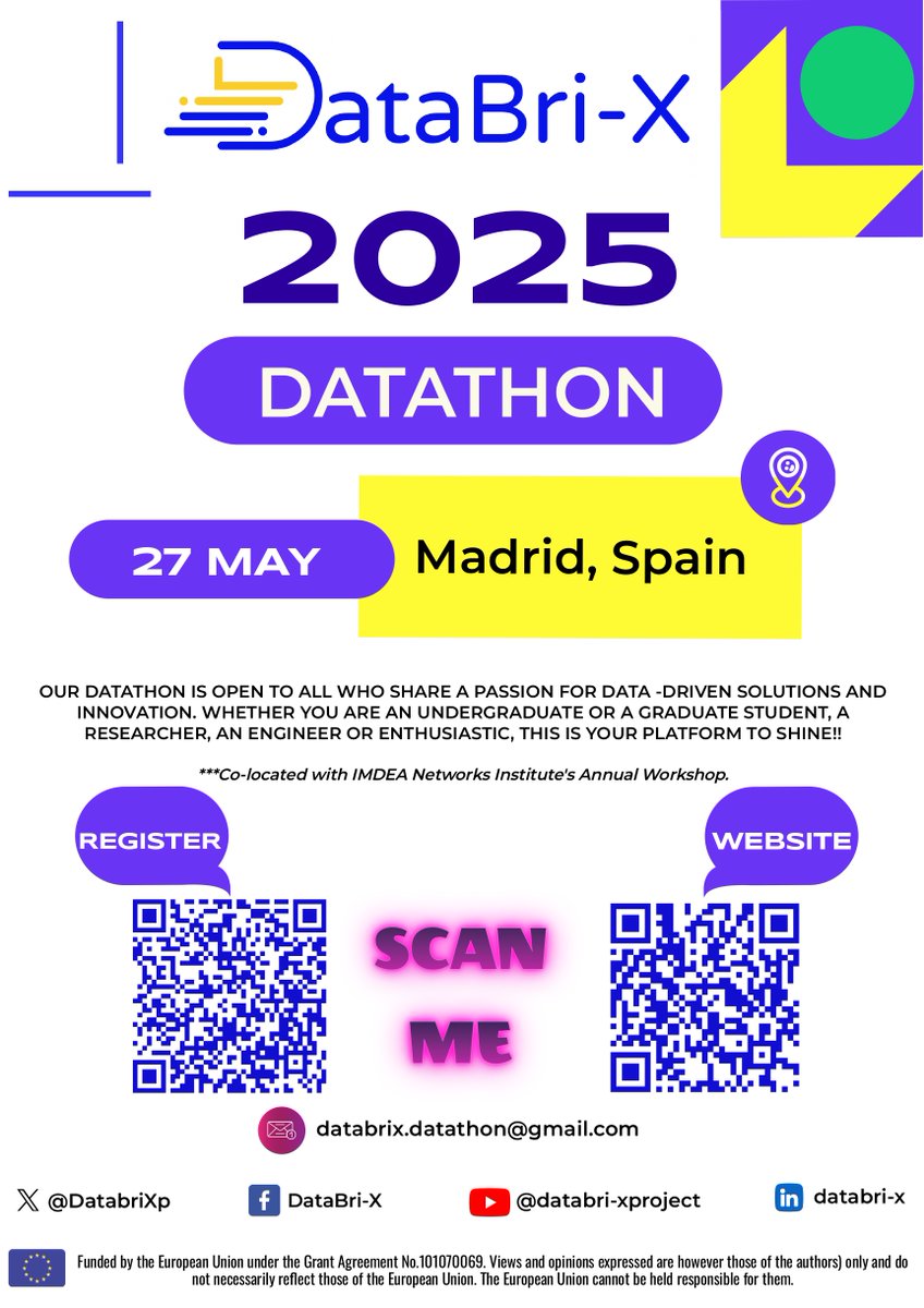 🚀 The 2nd #DataBriX Datathon is here!
📅 27 May 2025 | Hybrid (On-site &amp; Online)
Tackle real-world data challenges, win prizes &amp; explore JenPlane + LLMs in action.
📝 Register by 10 May: lnkd.in/dMc7JH7Y
🔍 Event info: lnkd.in/d82sP3-t
#AI #FAIRdata #Datathon