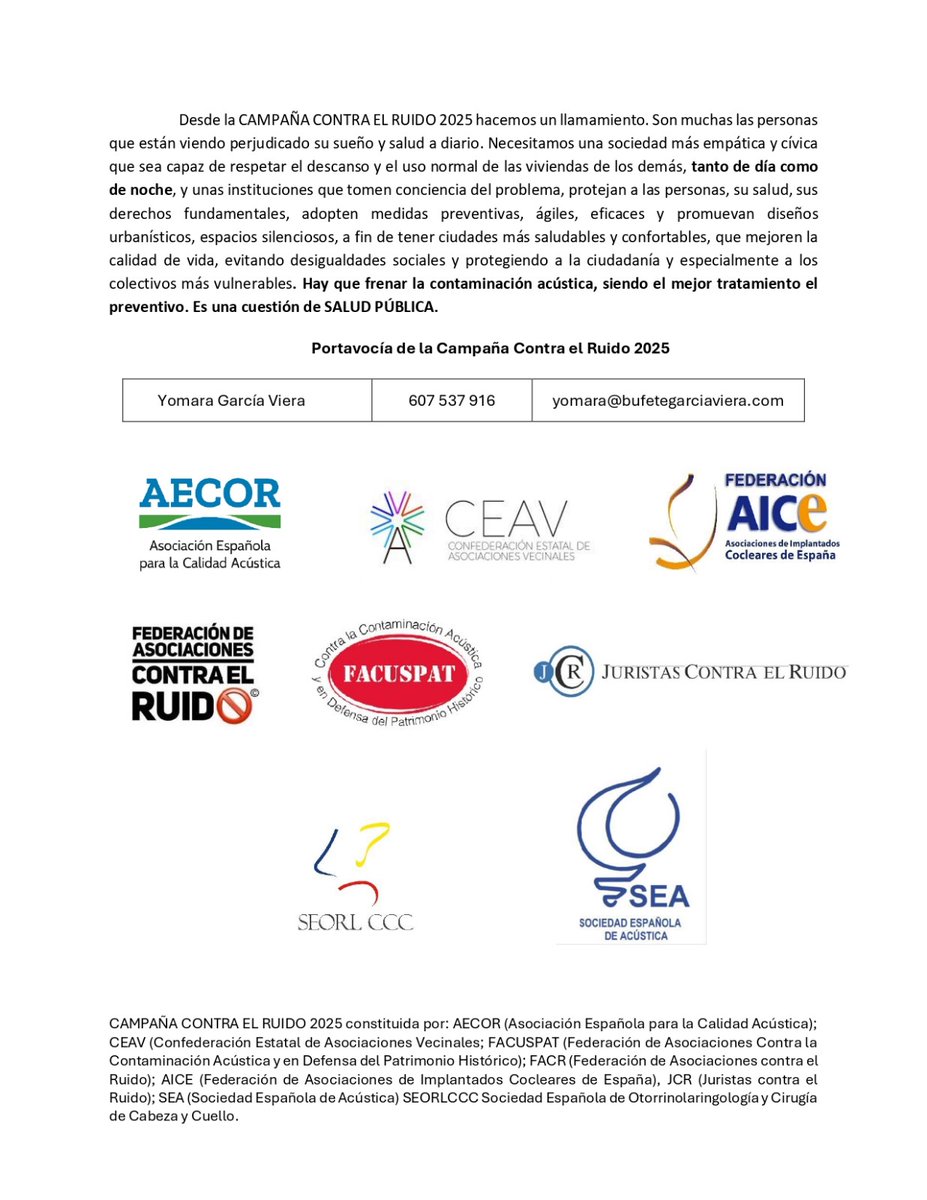 CCRuidOficial's tweet photo. 🤫 El ruido que no nos despierta también nos afecta👂30 de abril de 2025 Día Internacional de Concienciación sobre el ruido. A tí cómo te afecta, únete y #ponfrenoalruido #INAD2025 https://t.co/ADnDiGpkeG