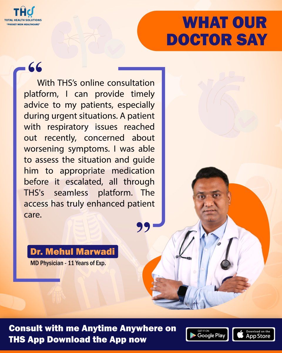 THS_care's tweet photo. ๐๐ Dr. Mehul Marwadi on providing timely care through THS!
#TotalHealthSolutions #TimelyCare #HealthSupport #ConsultOnline #UrgentCare #DownloadNow https://t.co/q23fdtUAPv