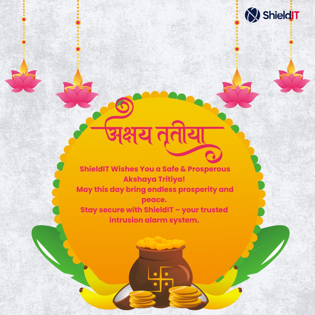 DylogGlobalIT's tweet photo. ✨ On this auspicious Akshaya Tritiya, may prosperity and peace always guard your path.
Just like ShieldIT guards your home. 🛡
Wishing you endless blessings and eternal security! 🌸
#AkshayaTritiya #ShieldIT #StaySecure #FestiveVibes #HomeSecurity #ProsperityAndProtection https://t.co/IfGB6voLYp