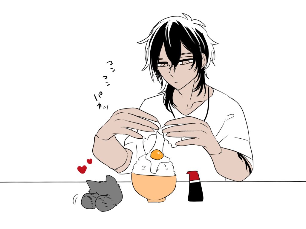 ふわふわに卵パカッてして卵かけご飯作ってあげるおくりからくんメロいから描いた🥚🍚 