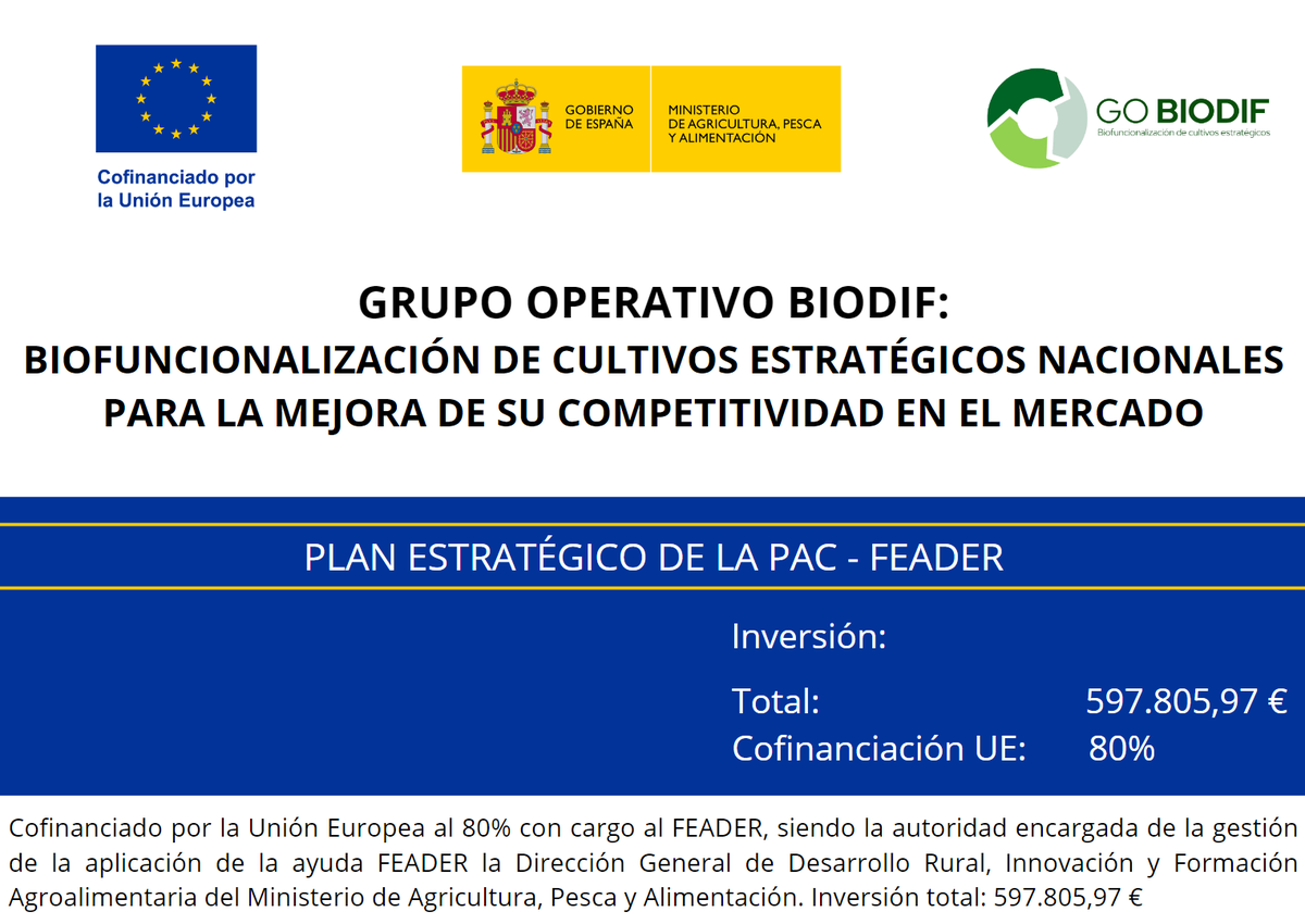 gobiodif's tweet image. Grupo Operativo BIODIF: Biofuncionalización de cultivos estratégicos nacionales para la mejora de su competitividad en el mercado🍅🌽🫒
➡️ Inversión total: 597.805,97 €
📲 Sitio web de la Comisión dedicado a FEADER commission.europa.eu/eu-regional-an…