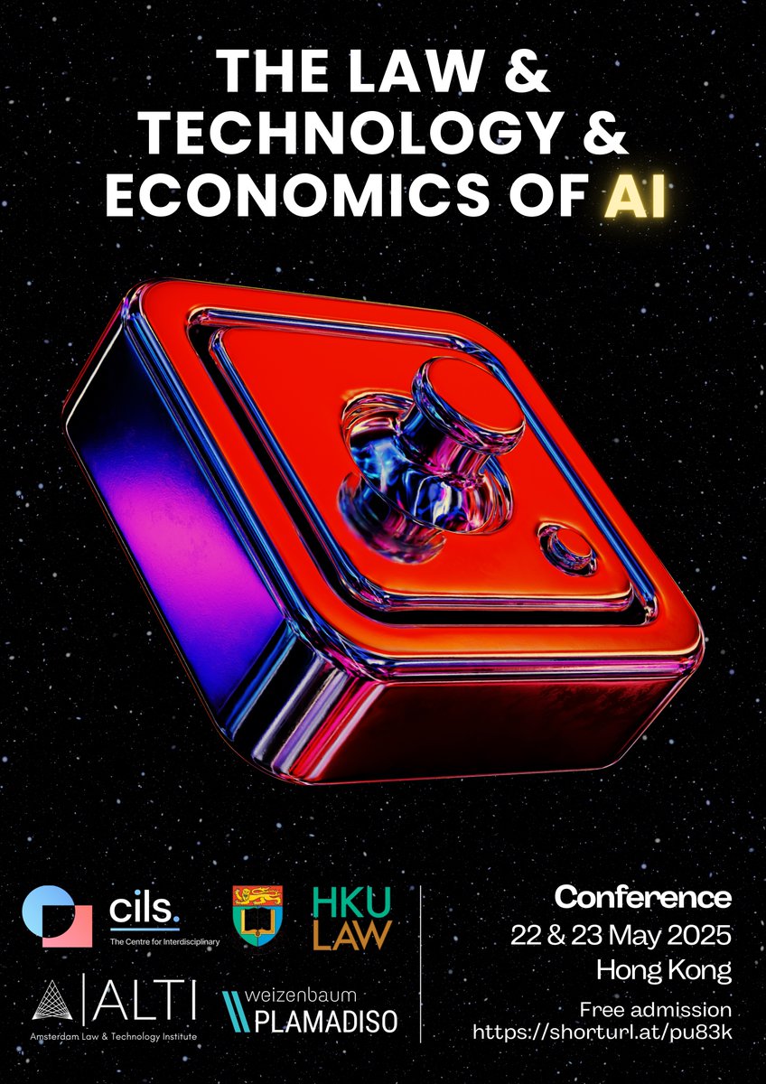 We are organizing an All-Stars conference in Hong Kong with many friends and top experts. Our objective? To discuss AI regulation through the combined lenses of law, economics, and computer science. The program is available here: alti.amsterdam/event/law-tech…. Registration is free;