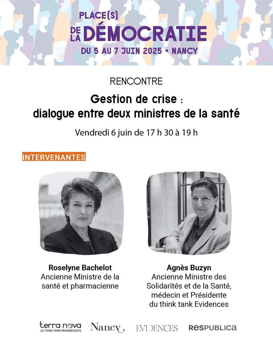 Terra Nova, le think tank (@_terra_nova) on Twitter photo 🚨 Forum Place(s) de la démocratie : inscrivez vous pour assister à la table ronde entre <a href="/agnesbuzyn/">Pr Agnès Buzyn</a> et <a href="/R_Bachelot/">Roselyne Bachelot</a> le 6 juin à Nancy !
👉 Inscriptions gratuites et obligatoires sur le site du forum, en cliquant ici : lnkd.in/e_zCKAx7 🚨 Forum Place(s) de la démocratie : inscrivez vous pour assister à la table ronde entre <a href="/agnesbuzyn/">Pr Agnès Buzyn</a> et <a href="/R_Bachelot/">Roselyne Bachelot</a> le 6 juin à Nancy !
👉 Inscriptions gratuites et obligatoires sur le site du forum, en cliquant ici : lnkd.in/e_zCKAx7