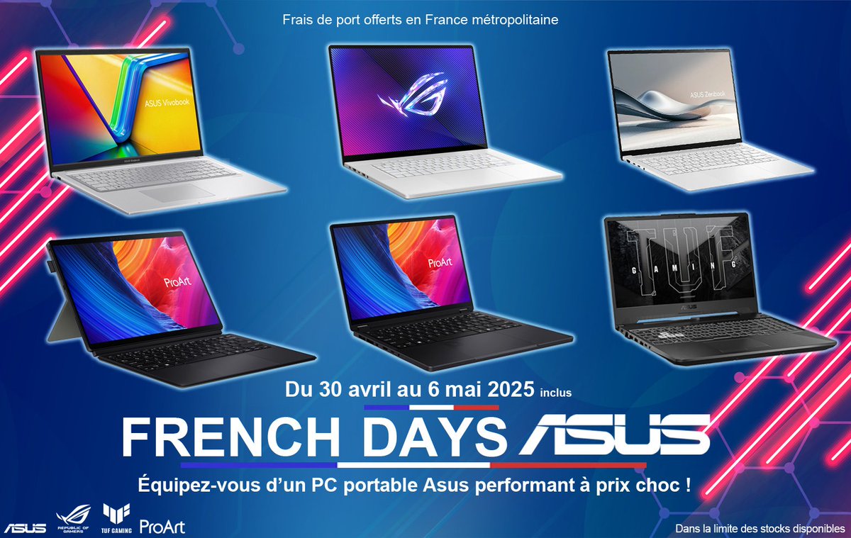 AccessoiresAsus's tweet image. 🔥 Les #FrenchDays sont là ! 🔥
Profitez de remises imbattables sur les PC portables Asus !
accessoires-asus.com/content/french…
📅 Du 30 avril au 6 mai 2025 !
#asuslaptop