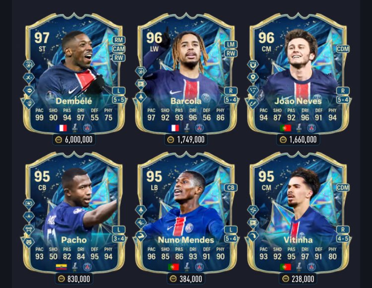 🚨 Guaranteed Ligue 1/Arkema TOTS SBC has been added to come today ✅
#FC25 #EAFC25
• 🇫🇷 Dembele ~ 6m
• 🇵🇹 Neves ~ 1.7m
• 🇫🇷 Barcola ~ 1.7m

💰 Need coins for this sbc ?
Place order ➡️  Link in Bio ✅