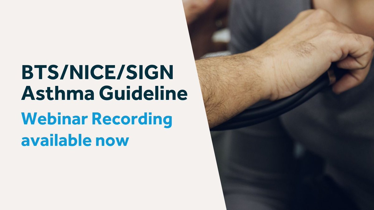 Catch up now on the recent BTS/NICE/SIGN Joint Asthma Guidelines.
We hosted two sessions exploring the aspects of the guideline relevant to managing chronic Asthma in Children, young people and adult patients.

👉 brit-thoracic.uk/AsthmaRecordin…

#Asthma #Respiratory