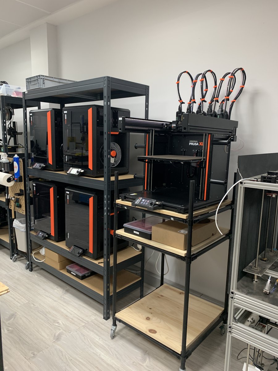 🥳 First half of the new <a href="/Prusa3D/">Prusa3D</a> farm is up an ready for production.

🥲 Old printers will have to go to make room to the new equipment.