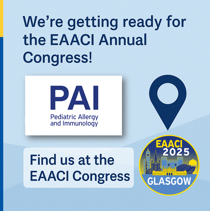 pai_eaaci's tweet photo. 📅 We're getting ready for the #EAACI Congress!
#PAI_journal will be there – and so should you!
📍 Visit our booth to explore cutting-edge research in pediatric #allergy and #immunology, meet the #EditorialTeam, and discover how to get your work published.
Join us where #science meets impact!
.
#EAACI2025 #PediatricAllergy
@EAACI_JM @EAACI_HQ @eaaci