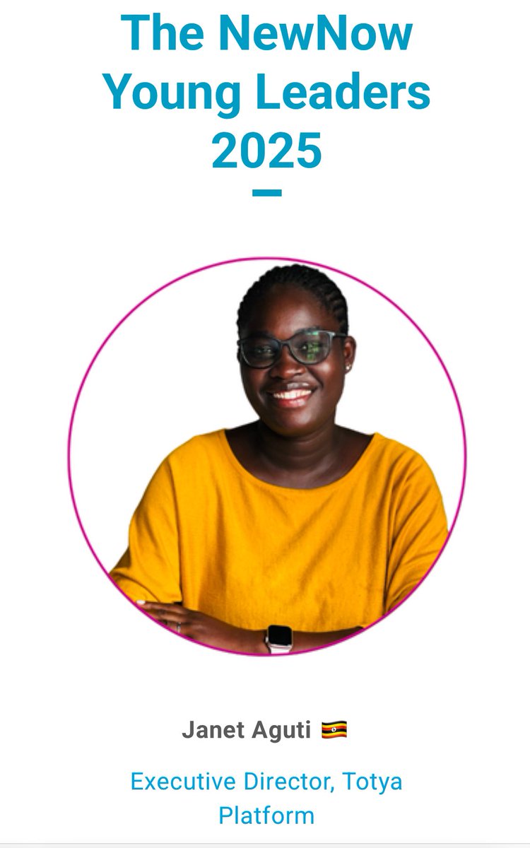 Totya Platform #BreakTheSilence (@totyaplatform) on Twitter photo We’re beyond proud of our ED <a href="/janetaguti/">Aguti Janet</a> for being named a 2025 NewNow Young Leader by <a href="/OneYoungWorld/">One Young World</a>.
Your leadership through @TotyaPlatform continues to inspire&amplify survivor voices. This recognition is well deserved.
Uganda stands with you. #NewNowLeaders #EndSexualViolence We’re beyond proud of our ED <a href="/janetaguti/">Aguti Janet</a> for being named a 2025 NewNow Young Leader by <a href="/OneYoungWorld/">One Young World</a>.
Your leadership through @TotyaPlatform continues to inspire&amplify survivor voices. This recognition is well deserved.
Uganda stands with you. #NewNowLeaders #EndSexualViolence