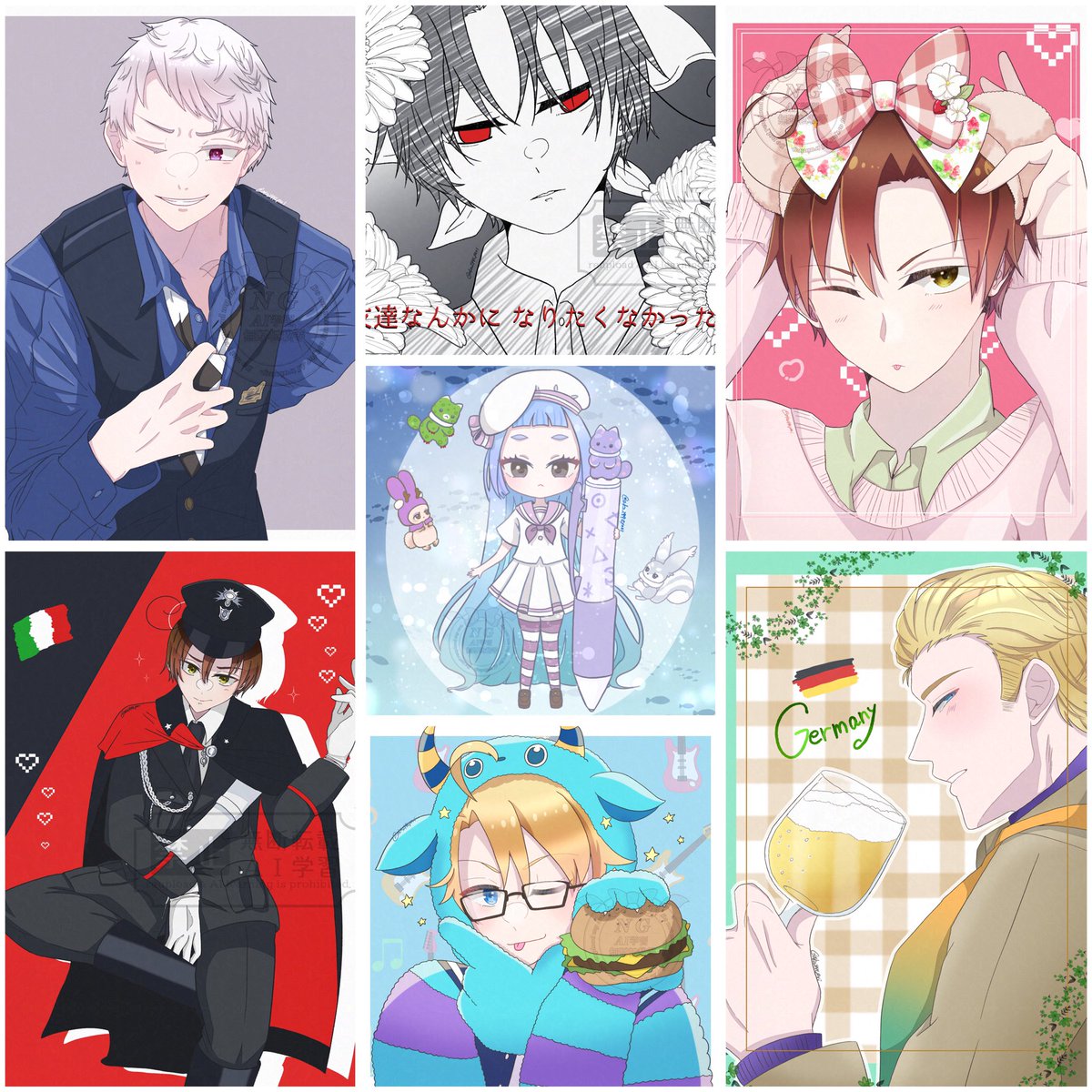 #今月描いた絵を晒そう 

なんやかんや描きました～
5月の連休中もお絵描きしたいな……の気持ち 