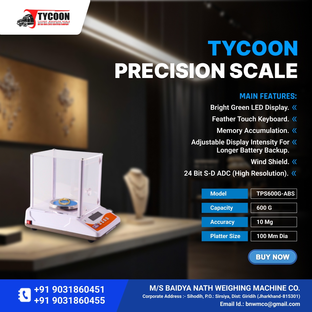 Baidyanathwei's tweet image. 🎯 Tycoon Precision Scale – Measure It Right, Every Time!

.
.
.
#TycoonPrecisionScale #DigitalWeighingMachine #PrecisionScale #WeighingSolutions #WeighingMachine #HeavyDutyScale #AccurateWeighing #SmartWeighing
#IndustrialScale