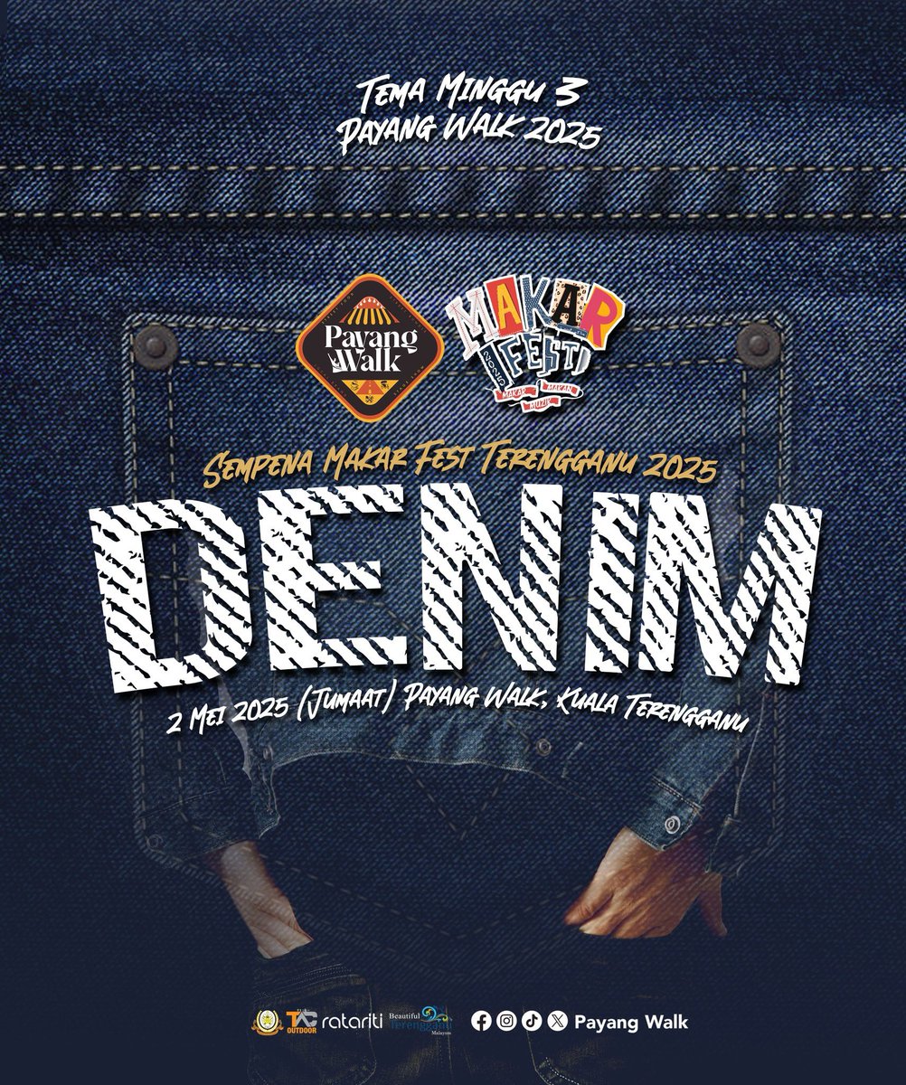 PayangWalk's tweet photo. Mana boleh bertenang lepas raya ni boh! Kita meriahkan pembukaan Payang Walk Jumaat ini bersama MAKAR FEST dengan Tema Denim!

Rancang perjalanan comel geng!

#PayangWalk #PortLepak #MakarFest 
#StreetMarket #KualaTerengganu https://t.co/OdOMf9e7u0