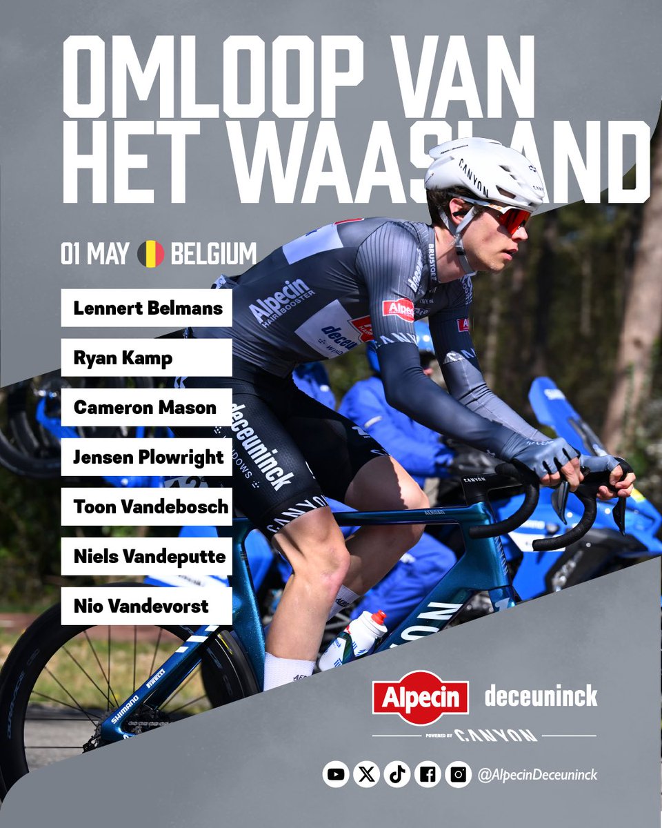 🔥Two exciting one-day races coming up tomorrow!

In Belgium 🇧🇪, some of our cyclocross guys kick off their road season at #OmloopvanhetWaasland. Look out for Ryan Kamp, Cameron Mason, <a href="/NielsVDPutte/">Niels Vandeputte</a> and <a href="/ToonVandebosch/">Toon Vandebosch</a> at the start. 

Meanwhile, at <a href="/DerRadklassiker/">Eschborn-Frankfurt</a> 🇩🇪, we line up
