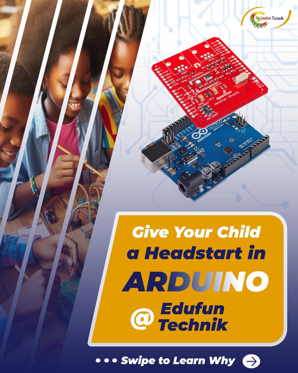 edufunSTEMnig's tweet image. Want your kids to master Arduino?
Enroll them in Edufun Technik's Arduino and Robotics Classes.
Here's why.
Swipe through the carousel below⬇️
#STEMEducation #ArduinoForKids #KidsInSTEM