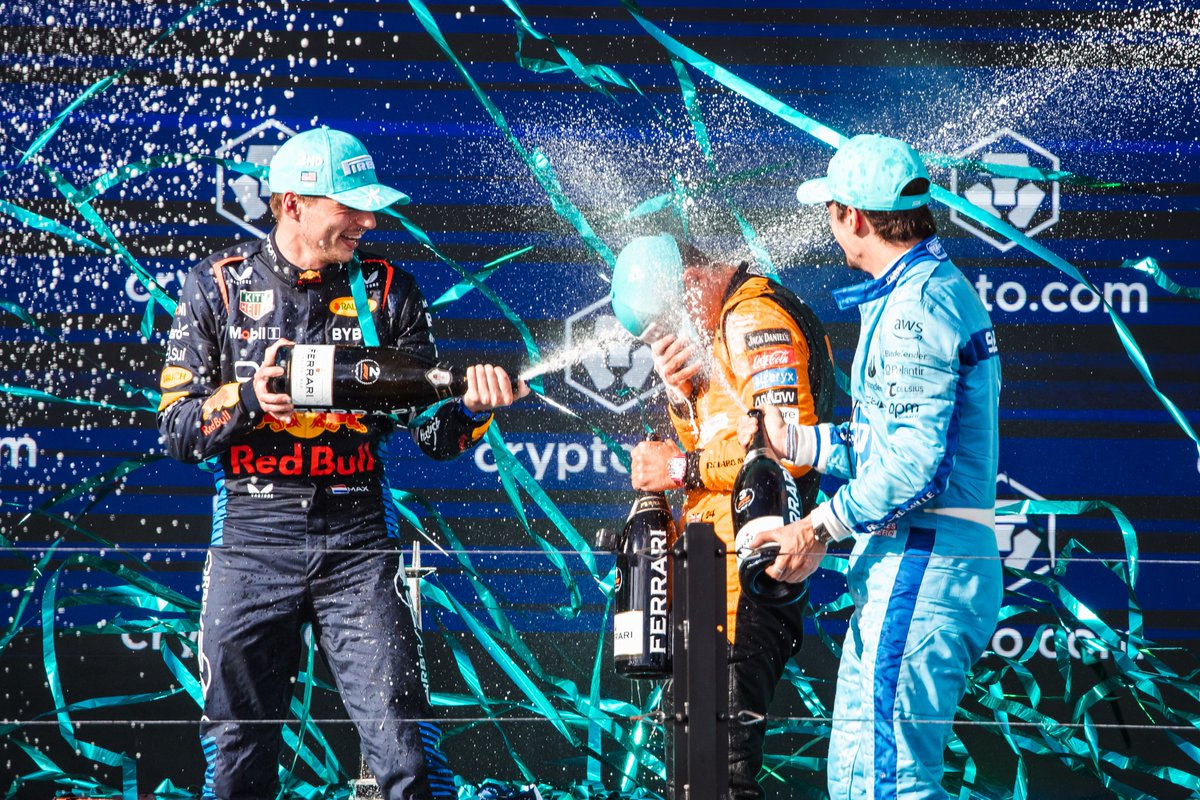 Last year in Miami, Lando Norris took his first ever #F1 win. He was joined on the podium by Max Verstappen and Charles Leclerc! #MiamiGP