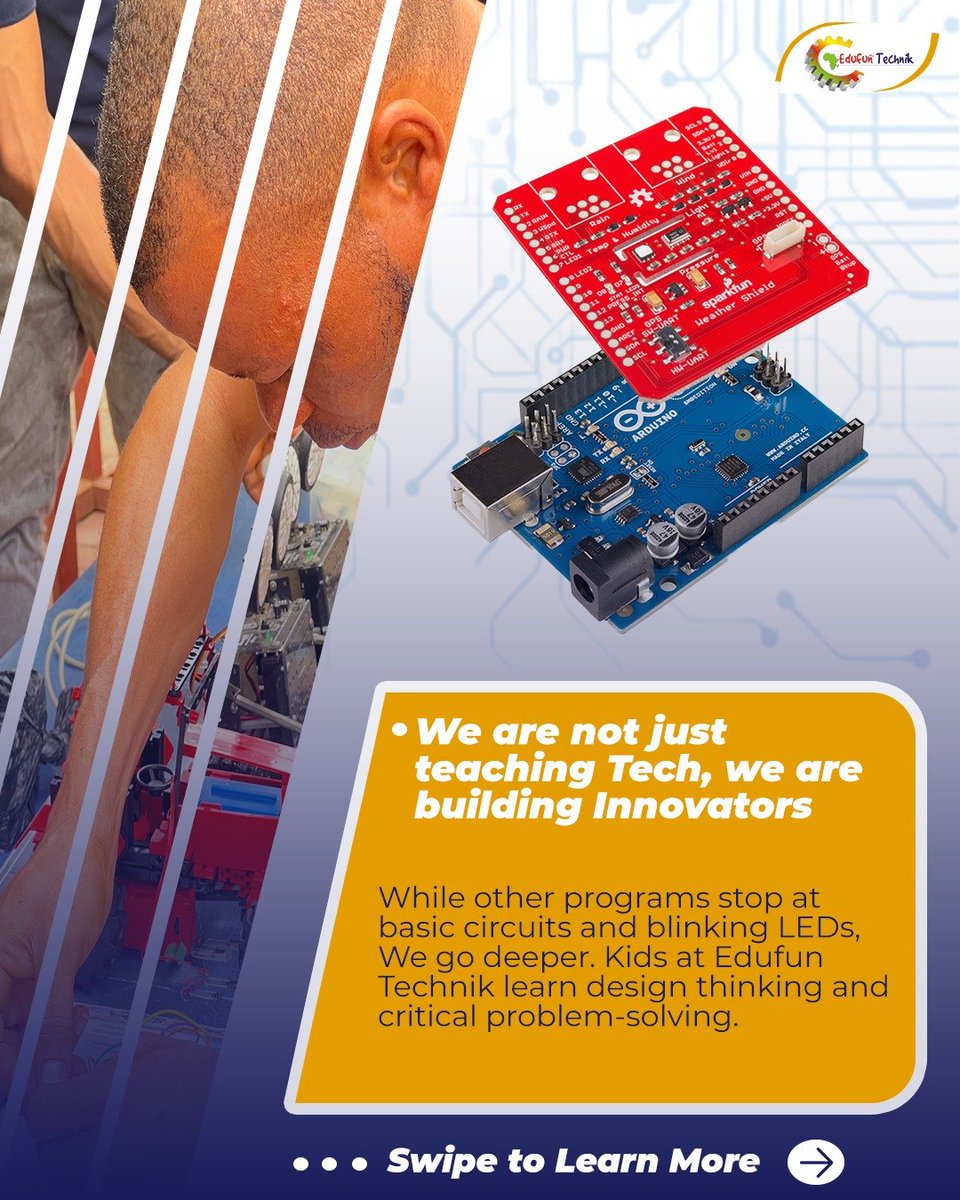 edufunSTEMnig's tweet image. Want your kids to master Arduino?
Enroll them in Edufun Technik's Arduino and Robotics Classes.
Here's why.
Swipe through the carousel below⬇️
#STEMEducation #ArduinoForKids #KidsInSTEM