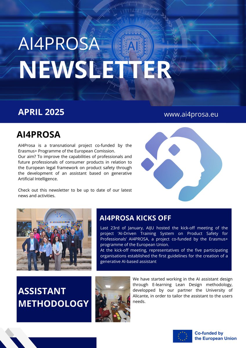 AI4ProSa's tweet photo. 📰 The AI4ProSa Newsletter is here! Find out how we’re using AI to improve product safety training for SMEs, students, and VET trainers across Europe. Available every 4 months on https://t.co/p7uFC2LBx2 

@sepiegob https://t.co/Lp0glMWGIa