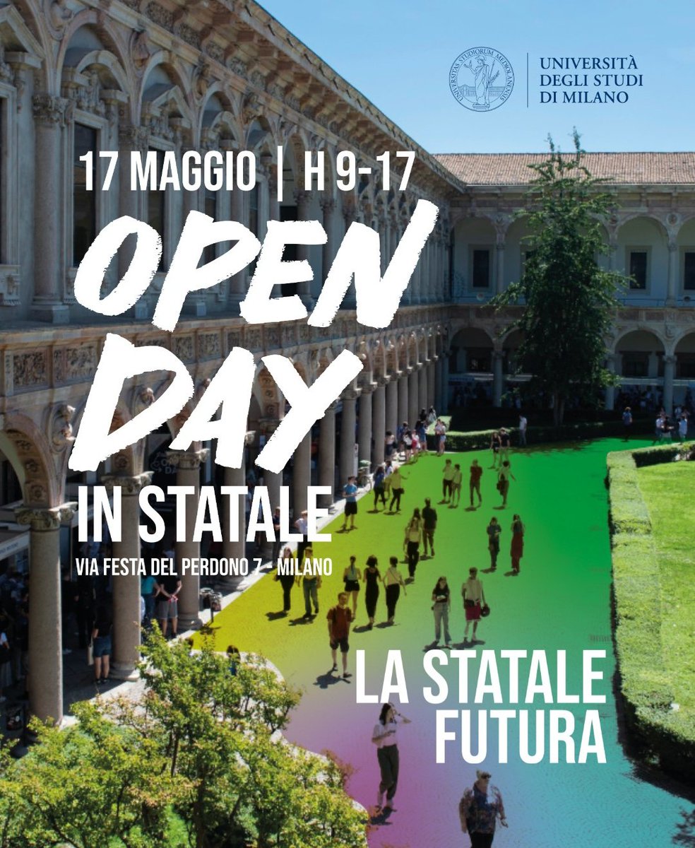 𝐂𝐢 𝐯𝐞𝐝𝐢𝐚𝐦𝐨 𝐢𝐧 𝐒𝐭𝐚𝐭𝐚𝐥𝐞! Il 17 maggio torna l'appuntamento con l'Open Day dell'Università Statale di Milano. Tutte le info sul portale unimi.it/it