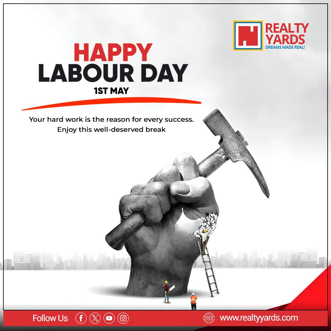 realtyyards's tweet photo. Happy Labour Day!

#LabourDay #MayDay #WorkersDay #RespectLabour #HardWorkPaysOff #DignityOfLabour #LabourDay2025 #WorkingClassHeroes #BlueCollarPride #SupportWorkers #HardWorkMatters #CelebrateWorkers #ThankYouWorkers #WorkersRights #PowerOfLabour #MayDayCelebration #Solidarity https://t.co/tIT1IeyVSE