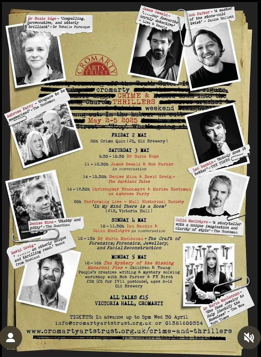 MullHistorical's tweet image. If you’re in the area I have two events @cromartyarts
Crime & Thrillers this bank holiday:
8pm SAT 3 May: MHS set — back catalogue and the new ‘Room’ album featuring
10am SUN 4 May: @colinmacIntyre with Ian Rankin @Beathhigh
Ticks: cromartyartstrust.org.uk/crime-and-thri…
@bwpublishing