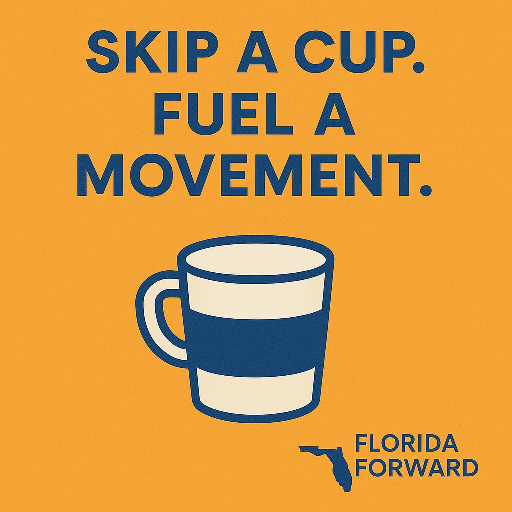 FWD_Florida's tweet image. ☕️ What if your morning coffee could help change Florida’s future?
Just $5 can fuel a grassroots movement that puts people over parties, and solutions over slogans.
Help power the breakthrough.
Donate now: floridaforwardparty.com/donate
#FloridaForward #SmallDonationsBigChange
