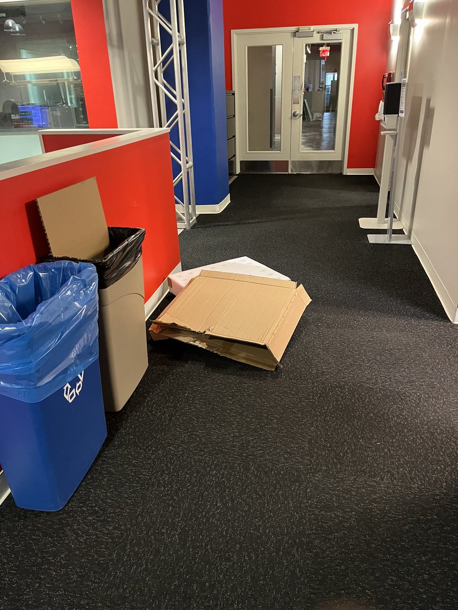 This is how our makeup artist, <a href="/makeupbyalyz/">Aly Zabielski</a> discards her cardboard boxes at WFAN